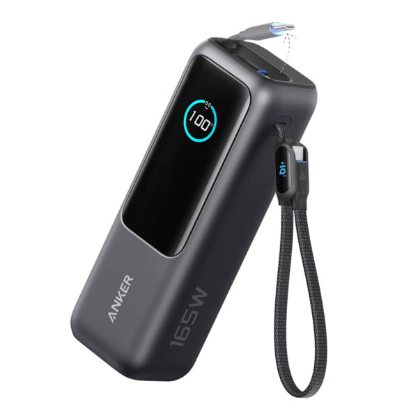 Anker Powerbank 25.000mAh 165W met ingebouwde USB-C Kabel Grijs