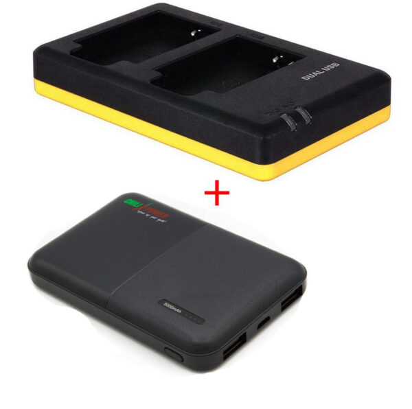 Powerpakket Deluxe: EN-EL12 duo oplader + 5000mAh Powerbank voor 2 Nikon accu's EN-EL12