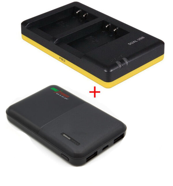 Powerpakket Deluxe: LP-E17 duo oplader + 5000mAh Powerbank voor 2 Canon accu's LP-E17