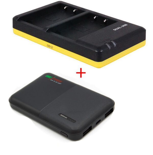 Powerpakket Deluxe: BLS-5 duo oplader + 5000mAh Powerbank voor 2 Olympus accu's BLS-5