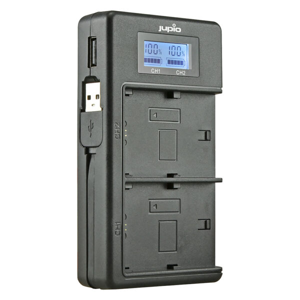 Jupio USB Duo Oplader met LCD voor Sony NP-FZ100 - Met Powerbank functie