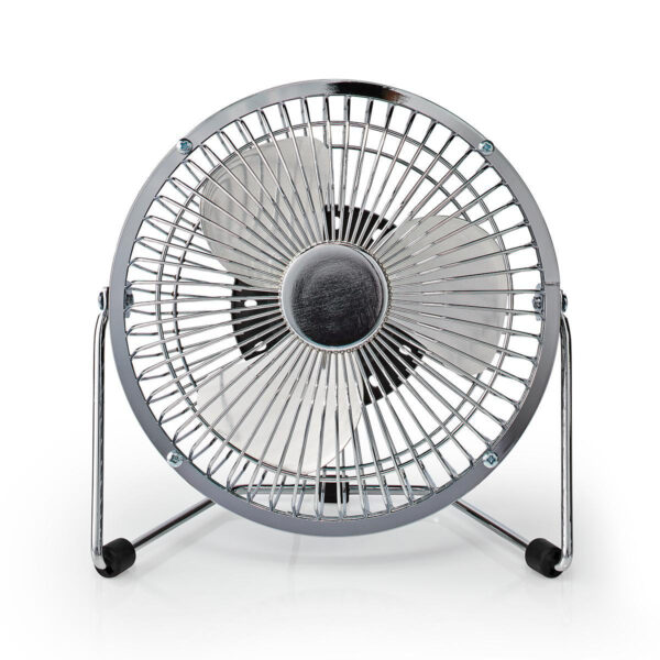 Metalen Miniventilator | 15 cm Diameter | USB-Voeding | Chroom