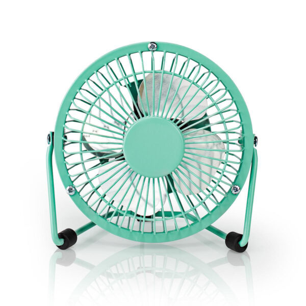 Metalen Miniventilator | Diameter 10 cm | USB-Voeding | Turquoise