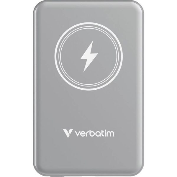 Verbatim Charge n Go Magnetic Wireless Powerbank 5000 mAh Fast Charge, Quick Charge 3.0, USB PD 3.0, Adaptive Fast Charge LiPo USB-C Grijs