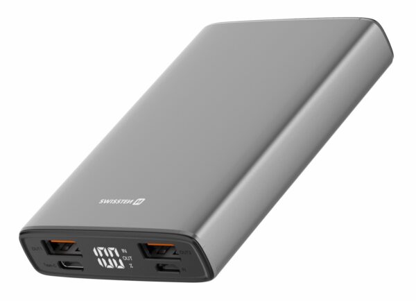 Swissten Swissten Powerbank Aluminium Body - 10.000 mAh - Grijs